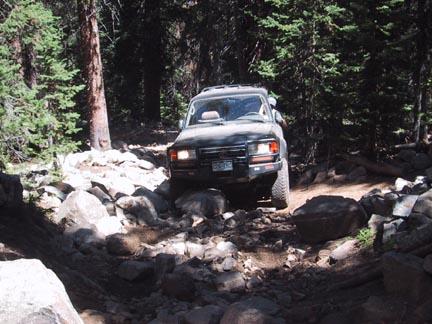 Mike negotiating his FZJ80 up the rocks